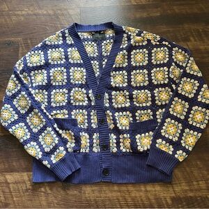 Pacsun granny squares crochet floral cardigan sweater coquette prairie boho L